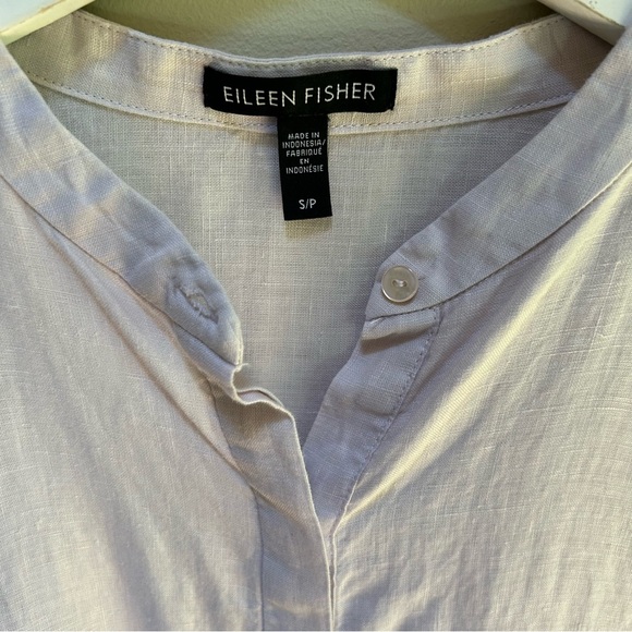 Eileen Fisher ~Pale Lavender Organic Linen Long Sleeve Button Front Tunic-Small - Picture 2 of 11